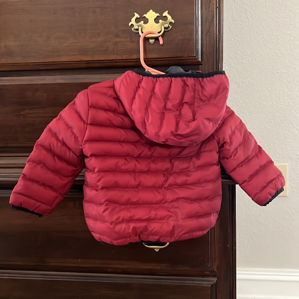 Toddler Red Puffer Jacket with Hood - Picture 2 of 3